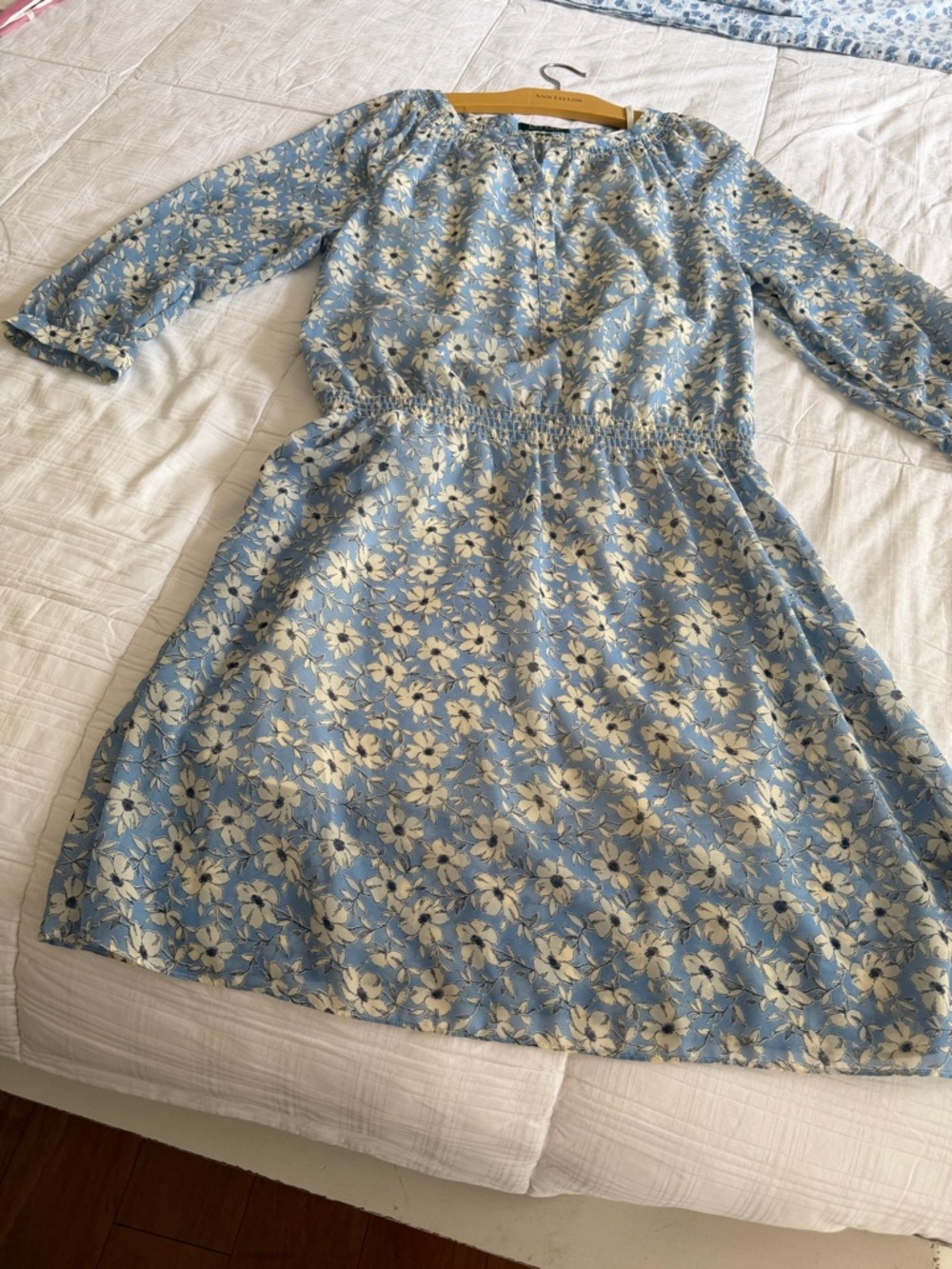 Ralph Lauren Light Blue Floral Long-Sleeve Dress